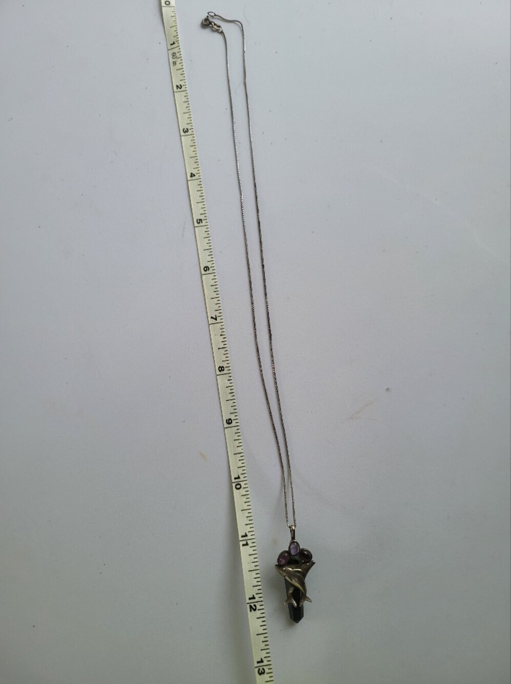 Sterling Dolphin & Amethyst Pendant Necklace in Purple - Picture 5 of 5